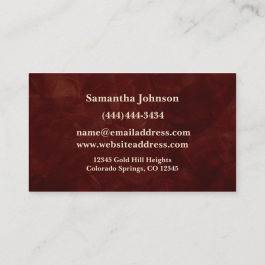 Gold Key Crimson Red Real Anwesen Business Card Visitenkarte (Rückseite)