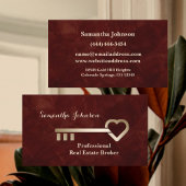 Gold Key Crimson Red Real Anwesen Business Card Visitenkarte