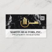 Gold-Key für das City-Logo | Schwarzer Marmor Visitenkarte (Vorderseite)