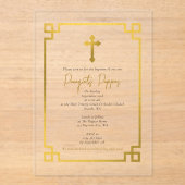 Gold Key Griechisch-Orthodoxe Weihnachtsfeier Tauf Acryleinladungen (Vorderseite)