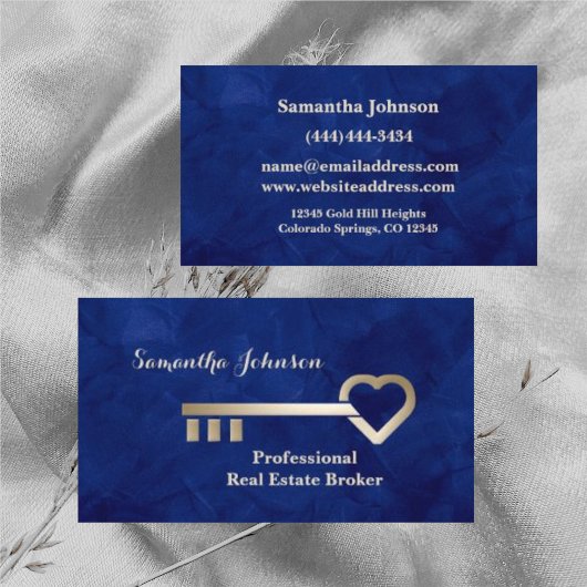 Gold Key Imperial Blue Real Anwesen Business Card Visitenkarte