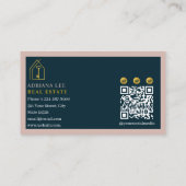 Gold Key Photo Real Estate Agent QR Code Pink Visitenkarte (Rückseite)
