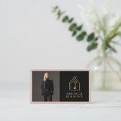 Gold Key Photo Real Estate Agent QR Code Pink Visitenkarte (Stehend Vorderseite)