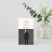 Gold Key Photo Real Estate Agent QR Code White Visitenkarte (Stehend Vorderseite)