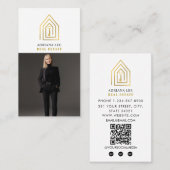 Gold Key Photo Real Estate Agent QR Code White Visitenkarte (Vorne/Hinten)