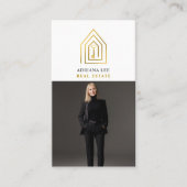 Gold Key Photo Real Estate Agent QR Code White Visitenkarte (Vorderseite)