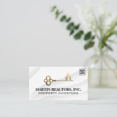 Gold-Key und City-Logo | QR-Code Visitenkarte (Stehend Vorderseite)