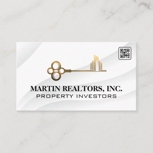 Gold-Key und City-Logo | QR-Code Visitenkarte (Vorderseite)