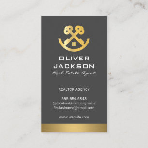 Gold Keys und Zuhause-Logo Real Anwesen Visitenkarte