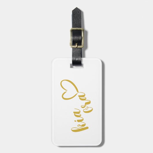 GOLD KIA ORA AOTEAROA NZ HERZEN LIEBE NEUSEELAND GEPÄCKANHÄNGER (Vorderseite vertikal)