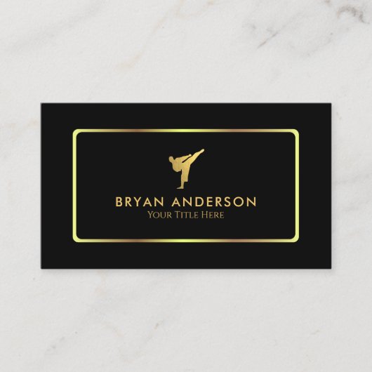 Gold Kickboxing - Business Card für Kampfkunst Visitenkarte (Vorderseite)