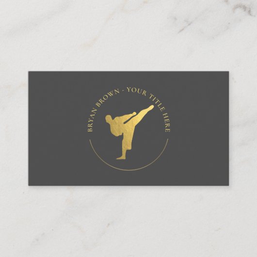 Gold Kickboxing - Karate Logo Business Card Visitenkarte (Vorderseite)