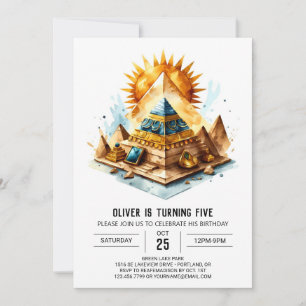 Gold Kids Ancient Egypt Pyramids Geburtstag Einladung
