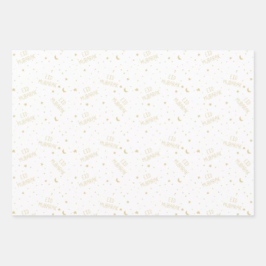 Gold Kids Eid Mubarak Geschenkpapier Set (Vorderseite)
