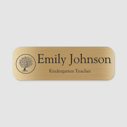 Gold Kindergarten Teacher Name | Custom Teacher Namensschild (Vorderseite)