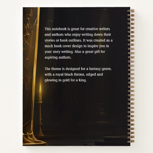 Gold King Throne Book Cover Inspiration Notebook Notizblock (Rückseite)