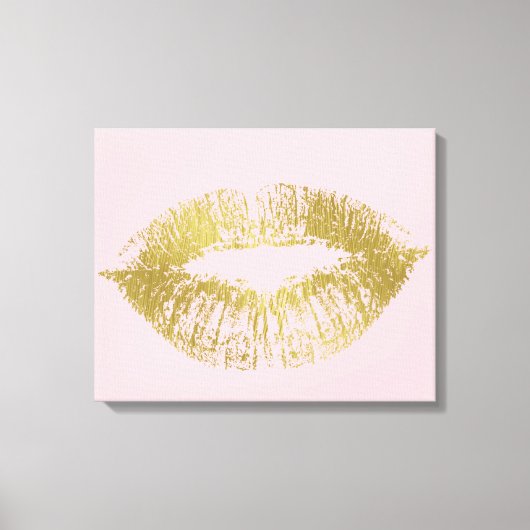 Gold Kiss Lips Leinwanddruck (Vorderseite)