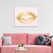 Gold Kiss Lips Leinwanddruck (Insitu (Wohnzimmer))