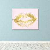 Gold Kiss Lips Leinwanddruck (Insitu (Holzboden))