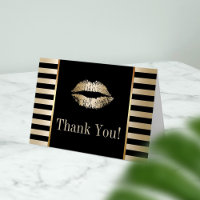 Gold Kiss Modern Black & Gold Streifen Vielen Dank