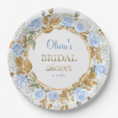 Gold-Kissed Blue Rose Bridal Pappteller (Vorderseite)