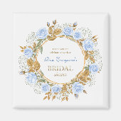 Gold-Kissed Blue Rose Bridal Shower Thank you Magnet (Vorne)