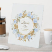Gold-Kissed Blue Rose Bridal  Sockelschild (In Situ)