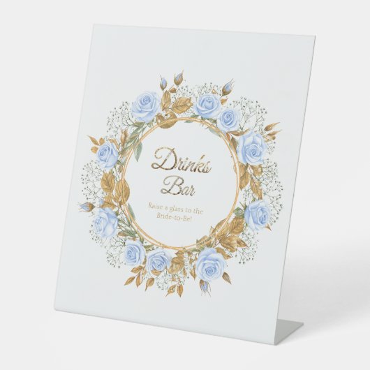 Gold-Kissed Blue Rose Bridal  Sockelschild (Vorderseite)