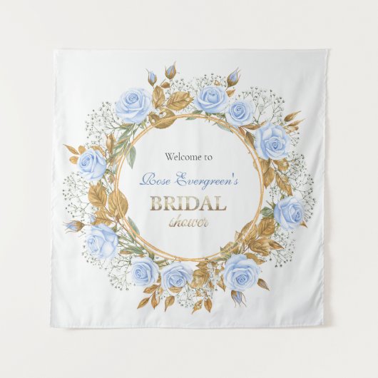 Gold-Kissed Blue Rose Bridal Wandteppich (Vorderseite)