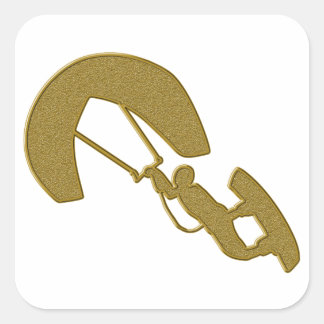 Gold Kitesurfsticker Quadratischer Aufkleber
