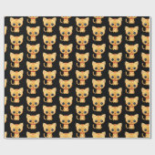 Gold Kitty auf schwarz Geschenkpapier (Flach)