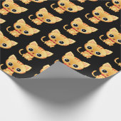 Gold Kitty auf schwarz Geschenkpapier (Ecke)