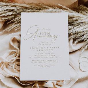 Gold Klasse Chic 50. Hochzeitstag Einladung