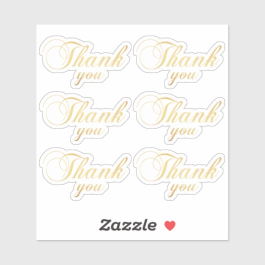 Gold Klassiker Danke. Hochzeit eleganter Typografi Aufkleber (Blatt)