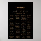 Gold Klassisch Minimal Alphabetisch Sitzplan Chart Poster (Vorne)
