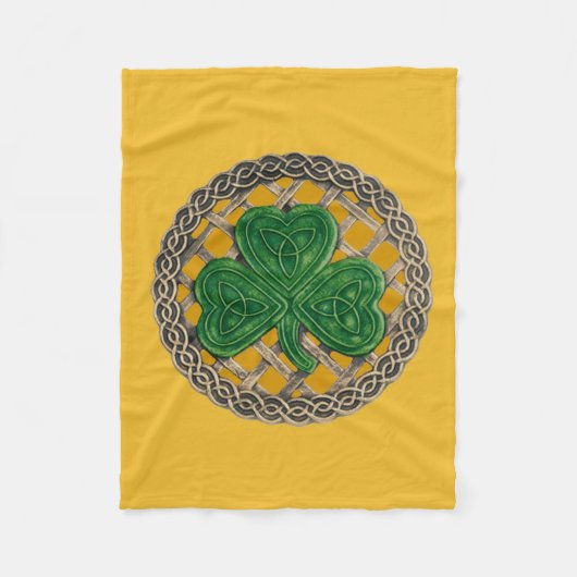 Gold Kleeblatt auf keltischen Knochen Fleece Blank (Vorderseite)