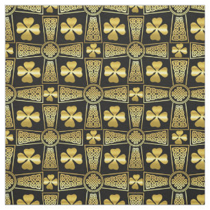 Gold-Kleeblatt/Keltisches Kreuz/geflochtenes Knote Stoff