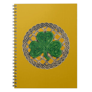 Gold Kleeblatt On Celtic Knots Spiral Notebook Notizblock