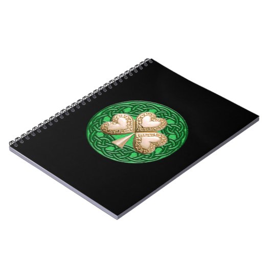 Gold Kleeblatt Spiral Notebook Notizblock (Linke Seite)
