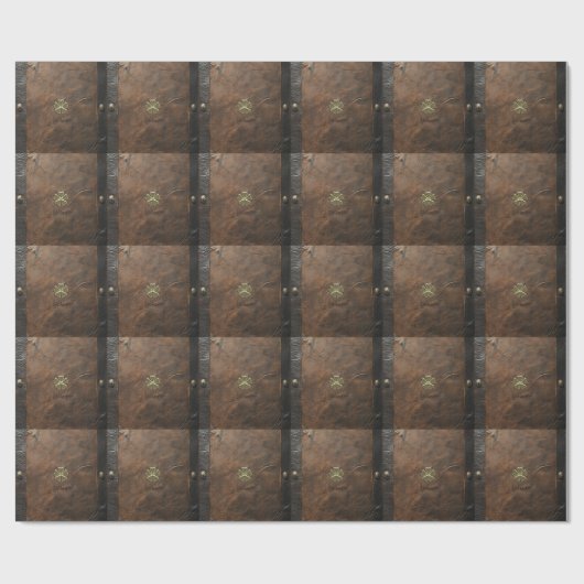Gold Kleeblatt St.Patrick`s Day, Braunleder Geschenkpapier (Flach)