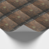 Gold Kleeblatt St.Patrick`s Day, Braunleder Geschenkpapier (Ecke)