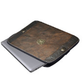 Gold Kleeblatt St.Patrick`s Day, Braunleder Laptopschutzhülle (Vorne Knopf)