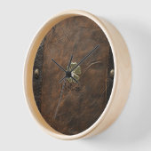 Gold Kleeblatt St.Patrick`s Day, Braunleder Uhr (Winkel)