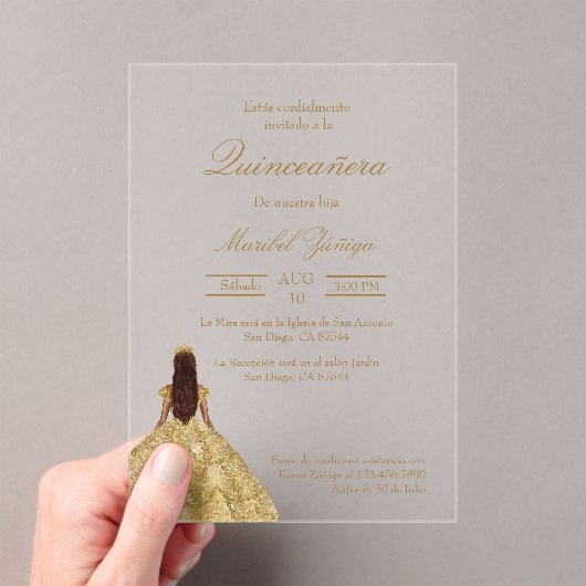 Gold Kleid Quinceanera Einladung (Insitu (Handheld))