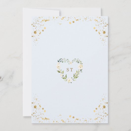 Gold kleine Kapelle mit der weißen Blütendusche Einladung (Rückseite)