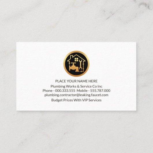 Gold Klempner Heizsymbole Klempner Visitenkarte (Rückseite)