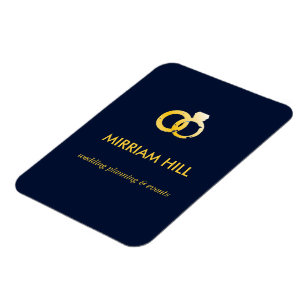 Gold klingelt dunkelblauer Hochzeitsplaner Magnet