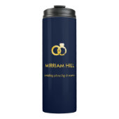 Gold klingelt dunkelblauer Hochzeitsplaner Thermosbecher (Vorderseite)