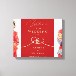 Gold Knot Double Happiness Chinesisches Hochzeitsf Leinwanddruck