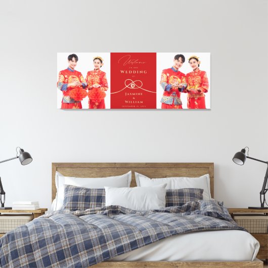 Gold Knot Double Happiness Chinesisches Hochzeitsf Leinwanddruck (Insitu (Schlafzimmer))